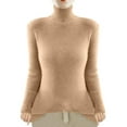 thumbnail image 2 of SEAOPEN Women's Turtleneck Knit Pullover Long Sleeve Casual Oversized Curved Hemline Sweater Tops Gold,XL, 2 of 4