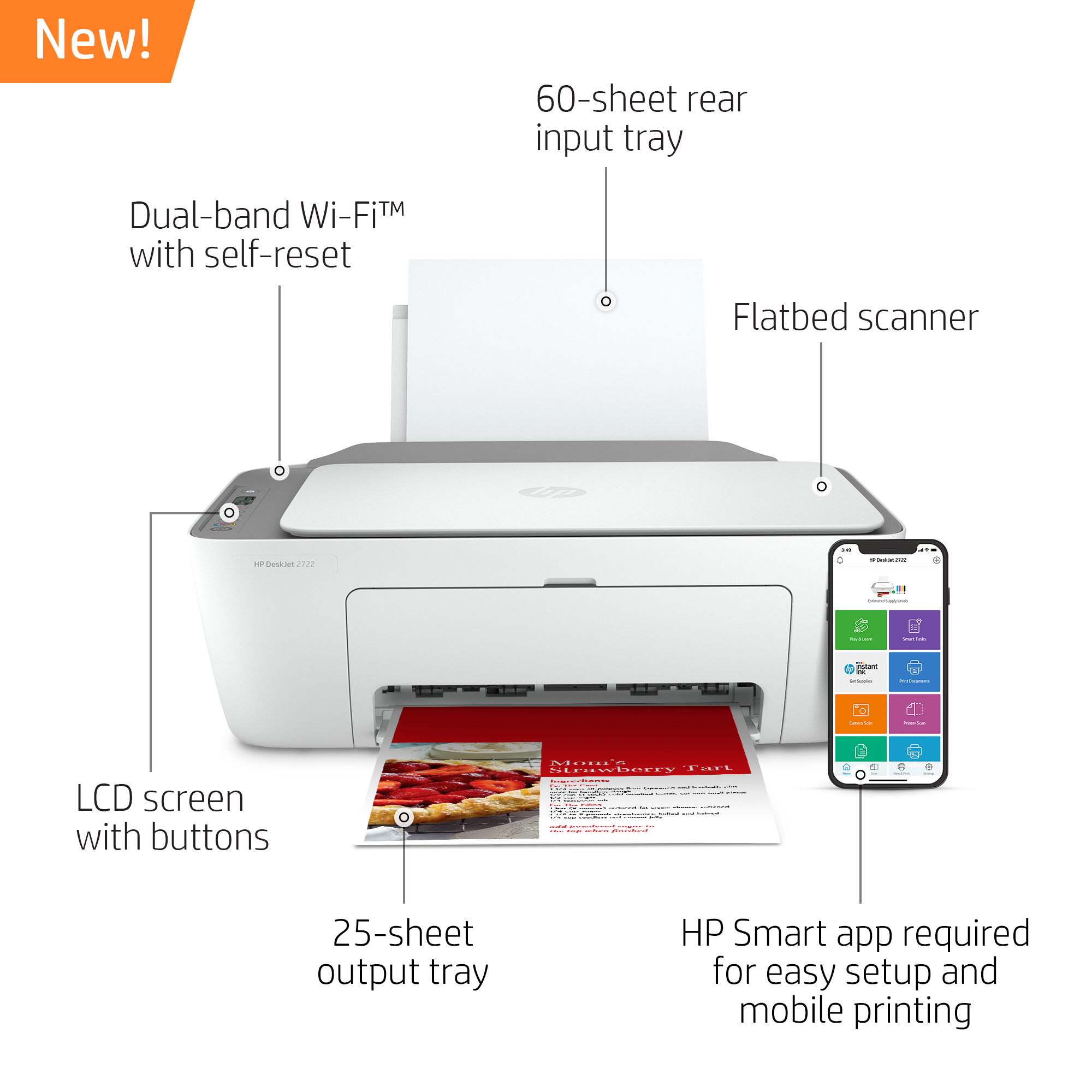 HP DeskJet 2722 All-in-One Printer, White - image 3 of 10