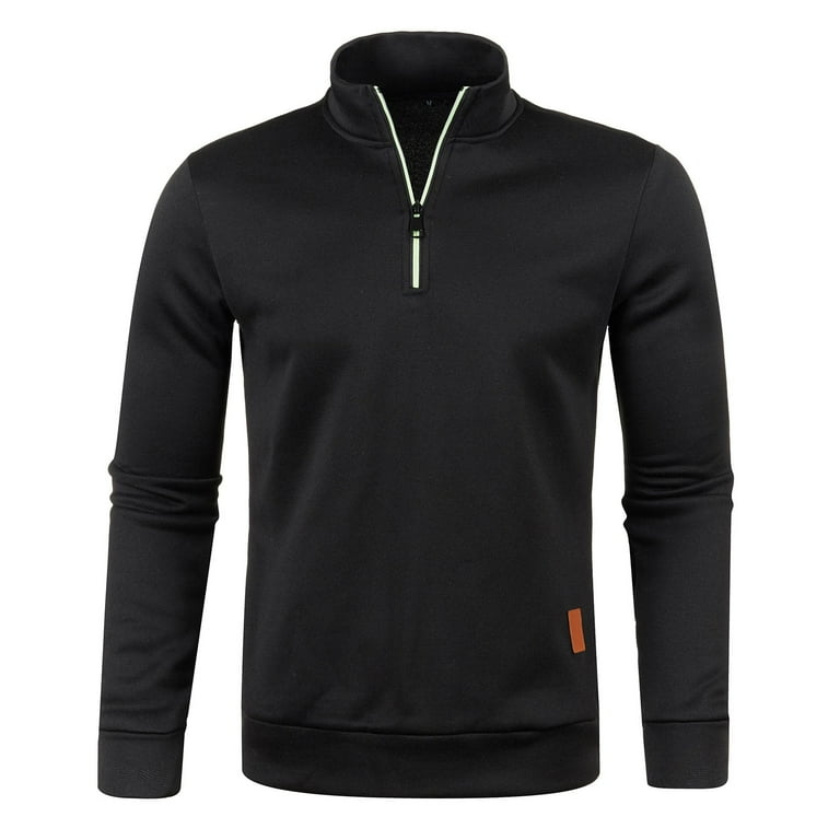 Dndkilg Sweatshirt Coat Men Slim Fit Long Sleeve Half Zip Up Mock Neck Mens Zip Sweatshirt No Hood V Neck Collared Mens Pullover Sweater Slim Fit Black M Walmart