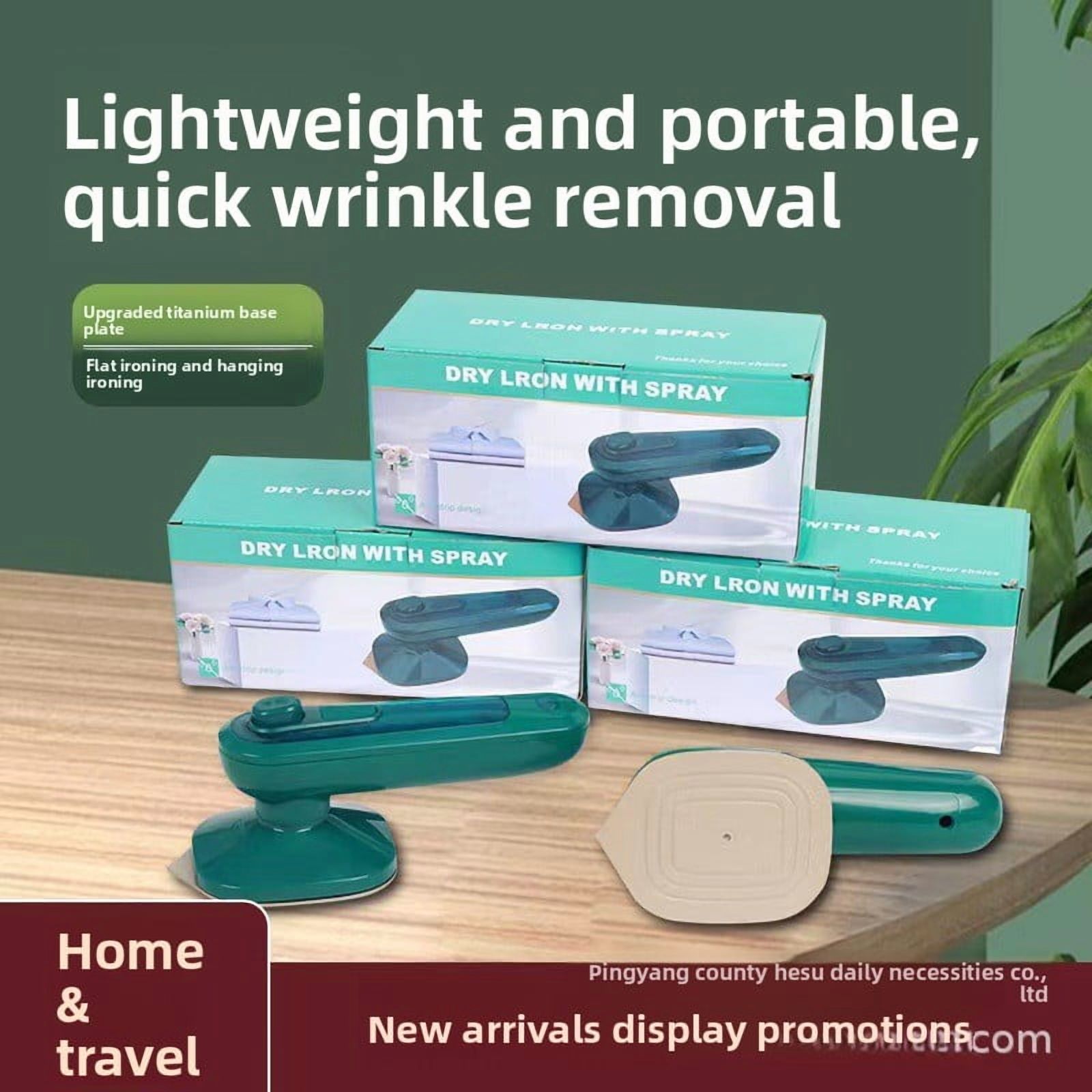 Mini handheld steam iron and ironing machine in one - Portable travel clothing steam iron with foldable design for easy de-creasing wrinkles, suitable for both home and travel use.