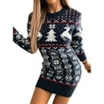 thumbnail image 1 of ITFABS Robe Jacquard de Noël pour Femmes, Robe en Tricot à Manches Longues, 1 of 9