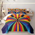 thumbnail image 2 of Manfei Swirl Rainbow Twin Quilt Set, Abstract Lines Twin Coverlet Set, Red Navy, 2pcs, 1 Bedspread and 1 Pillowcase, 2 of 7