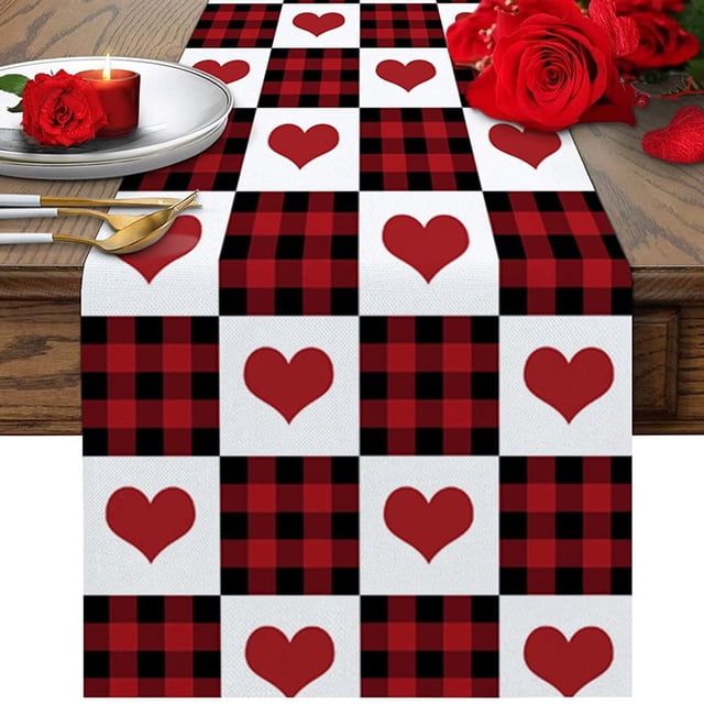 Drapeaux de Table Décorés pour la Saint-Valentin Réunions de Famille Décoration de Table de Cuisine Rétro Intérieur Extérieur