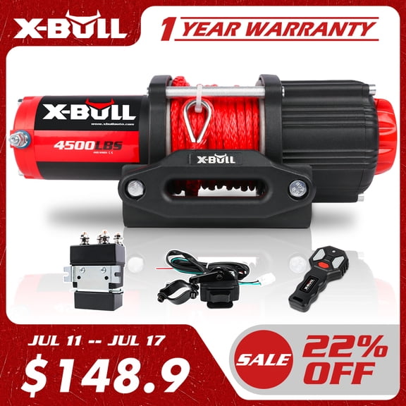 X-BULL 4500lbs Electric Winch 12v ATV/UTV Boat Winch Waterproof Synthetic Rope with Wireless Remote Control