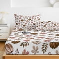 thumbnail image 6 of Cal.King Size Fitted Sheet Set - Vintage Pumpkins Fall 3 Piece Bedding Sets 16" Deep Pocket Fitted Sheet with 2 Pillowcases, Beige Botanical Thanksgiving Brushed Microfiber Hotel Luxury Bed Sheets, 6 of 9