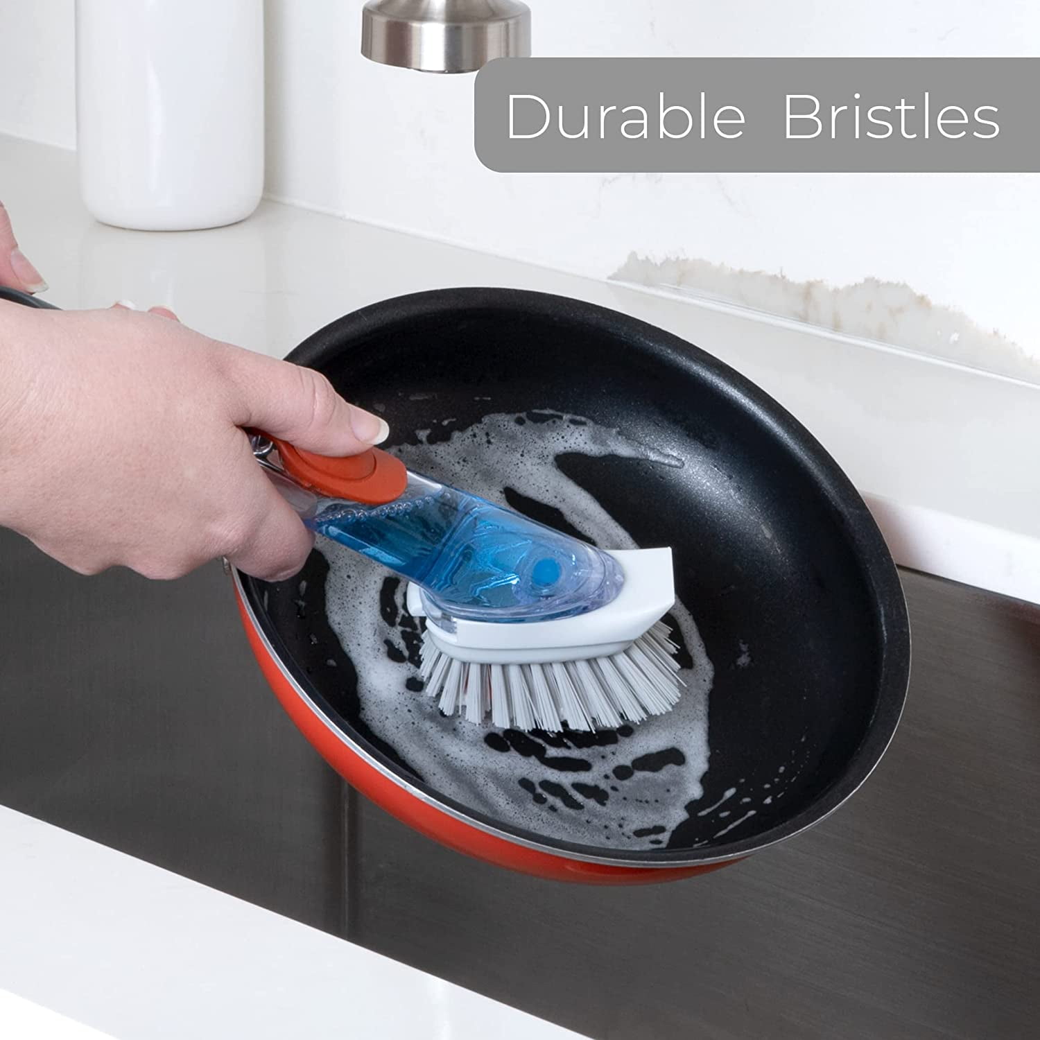 Dishwasher with Soap Dispenser, Non-Slip Long Handle Cleaning Brush with  Replaceable Brush Head Easy to Store Cleaning Brush Versatile Brush for  Cleaning Dishe Pot Gas Cooktop