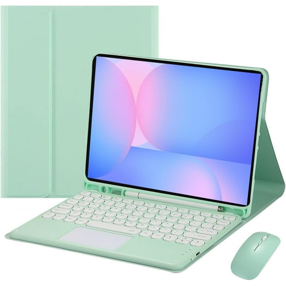 Funda con teclado táctil para Samsung Galaxy Tab S10 FE/ S9 FE 5G de 10,9 pulgadas/Tab S9 de 11 pulgadas, con ratón - Teclado Bluetooth táctil magnéticamente desmontable