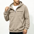 thumbnail image 3 of Hngshg Men's Hooded Sweatshirts Big and Tall Long Sleeve Quarter Zip Tops Textured Drawstring Pullover Hoodies, 3 of 7