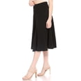 thumbnail image 2 of Moa Collection Women's Solid Flared Lightweight Elastic High Waist Long Midi A-line Skirt, 2 of 6