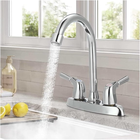 Modern Copper Double Hole Handle Kitchen Faucet Rotary hot and Cold Basin Sink Water Mixer washbasin Bathroom Kitchen Faucet