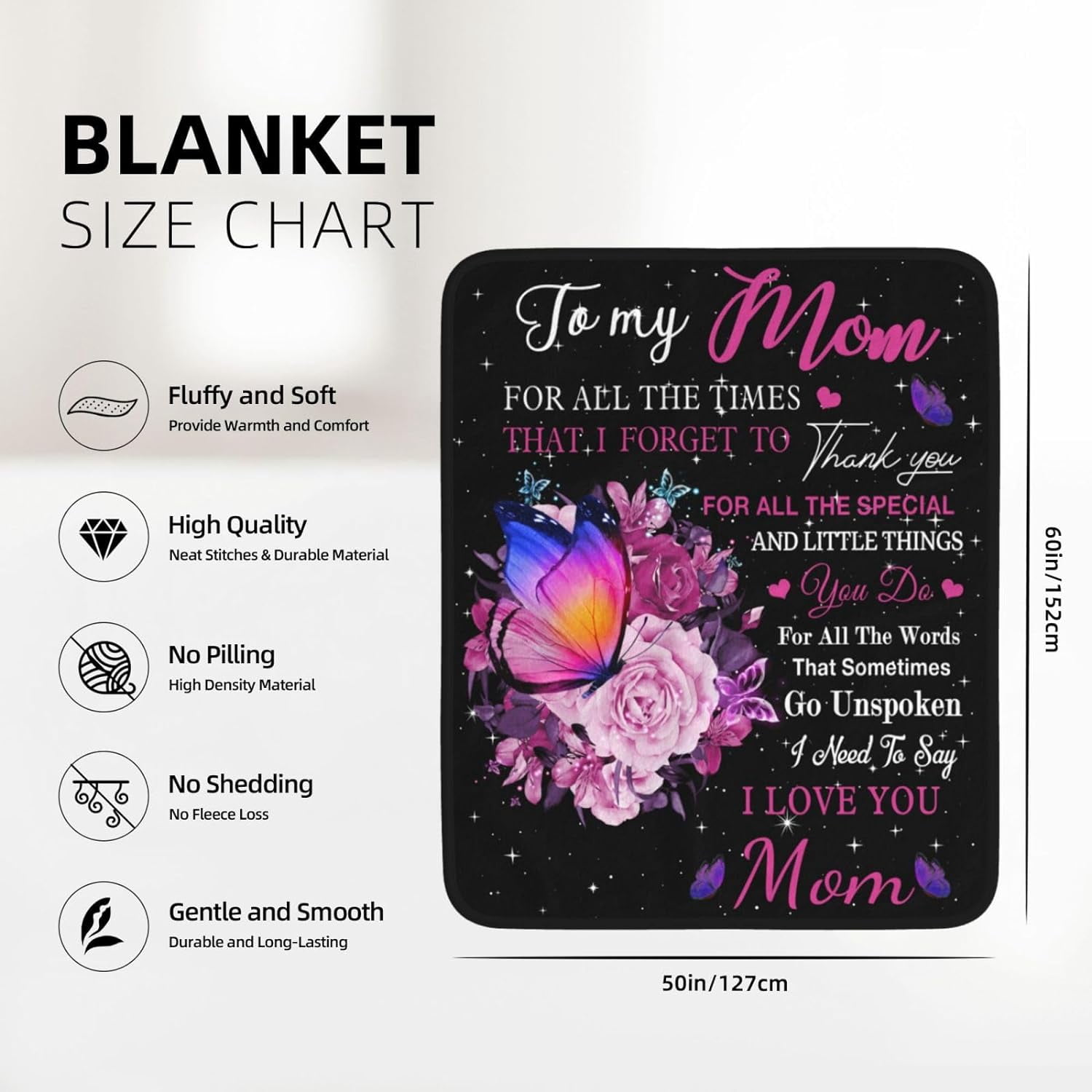 Mothers Day for Gifts Mom Gifts to My mom Blanket from Daughter Son Birthday Mothers Day Valentine's Christmas for Women Presents Throw Blanket
