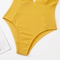 thumbnail image 4 of UTSJKR Women's Backless One Piece Swimsuit Sexy Deep V Neck Sleeveless Bathing Suits Solid Color Elastic Leotard Beachwear Yellow 4, 4 of 8