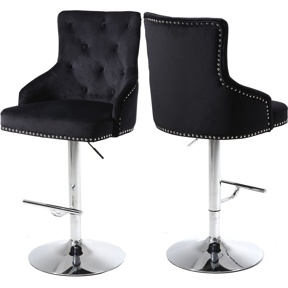 Claude Black Velvet Adjustable StoolColorBlack Velvet,FinishChrome