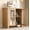 2 doors, natural wood color, variant on 31.5" Modern Wood Sideboard Buffet Cabinet with 2 Tempered Glass Doors, Adjustable Shelves Farmhouse Credenza Console Table for Dining Room, Kitchen, Living Room