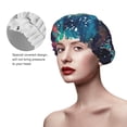 thumbnail image 2 of Yiaed Space Skeleton Meditation Print Reusable Shower Cap & Bath Cap & Lined, Oversized Waterproof Shower Caps Designed for all Hair Lengths, 2 of 7