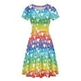 thumbnail image 2 of FKELYI Rainbow Short Sleeve Dress Size S Soft Heart Print Short Sleeve Dresses for Women Casual Valentine's Day Dresses for Women Knee Length, 2 of 5