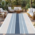 thumbnail image 2 of Grey Blue Stripes Outdoor Rug 5x8 Ft - Reversible Patio Rug Outdoor Camping Rugs, Country Modern Gradient Lines Art Washable Indoor Outdoor Area Rugs, Non-Slip Outdoor Carpet Runner for Deck/Porch, 2 of 8