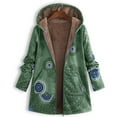 thumbnail image 2 of QQAMB Women's Winter Coat Ethnic Style Patchwork Sherpa Fleece Lined Hooded Jacket Plus Size Fluffy Warm Outwear with Pockets Green L, 2 of 4