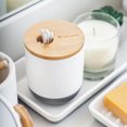 thumbnail image 3 of Full Circle Pick Me Up Ceramic & Bamboo Bathroom Counter Storage Canister - White & Gray - Great for Cotton Swabs!, 3 of 6