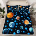 thumbnail image 2 of Feelyou Cartoon Blue Stars Bed Sheets, Space Planet King Sheets, 4 Pieces, 2 of 7
