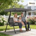thumbnail image 2 of 3-Person Porch Swing Chair, Patio Swing Bench with Adjustable Canopy, Removable Thicken Cushion and Weather Resistant Steel Frame for Outdoor, Garden, Poolside Light Grey, 2 of 18
