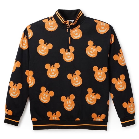 Mickey Mouse Jack-o'-Lantern 1/4 Zip Pullover Sweatshirt Adults Size XL by Our Universe