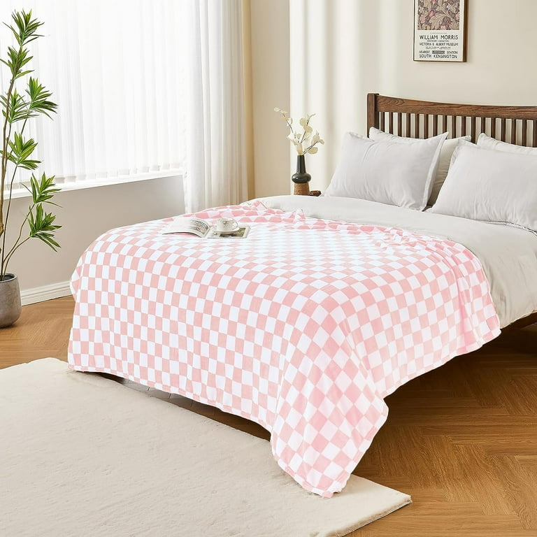 Pink check best sale throw blanket