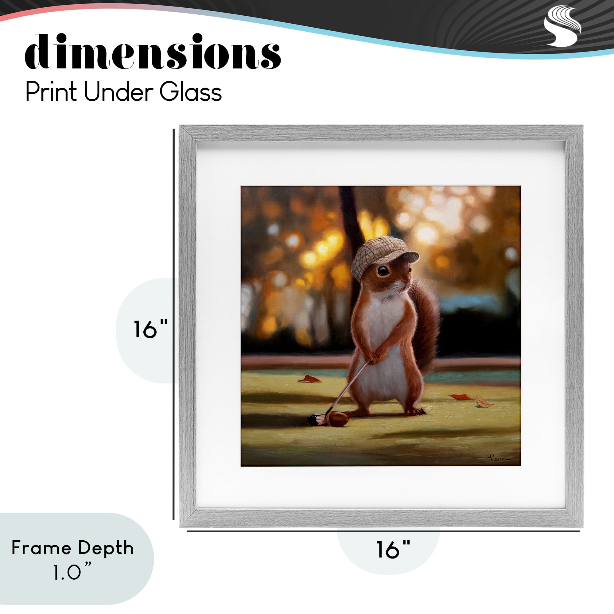 Stupell Industries Golf Nut Squirrel Gray Framed Print Under Glass, design by Lucia Heffernan