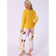 thumbnail image 4 of DARING DIVA Long Sleeve Floral Capri Soft Strechy Pajama Sets 2 Pieces L Yellow, 4 of 6