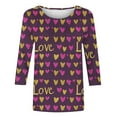 thumbnail image 5 of successthop Valentine Blouse Women Heart Trendy Plus Size Crewneck Tops Streetwear 3/4 Sleeve Shirt Festival Clothes XL, 5 of 5
