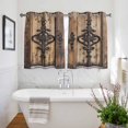 thumbnail image 3 of Wooden Plank Kitchen Curtains Short 54 Inch Length, Rustic Farmhouse Brown Black Barn Door Grommet Top Bedroom Living Room Curtains, Light Filtering Cafe Curtain Drapes 2 Panels Set 84''x54'', 3 of 9