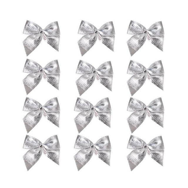 Pack of 12 Christmas Bows 12*15 cm Christmas Tree Bows Christmas Glitter Bows Glitter Christmas Tree Decoration Decoration Gift Christmas Decoration Bows for Christmas Tree Gold
