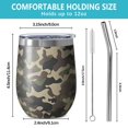 thumbnail image 5 of 12oz Stemless Wine Tumblers Green Brown Camo Classic Shapes Pattern Vacuum Insulated Stainless Steel Travel Tumbler Cups Mug with Lid and Straw for Champaign,Cocktail,Beer with Cleaning Brush, 5 of 5