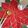 thumbnail image 6 of Holiday Christmas Embroidered Placemats Applique Poinsettia Placemats Christmas Flower C2505, 6 of 7