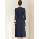 thumbnail image 4 of Vestido elegante Allegra K Cuello V Bolsillos Manga 3/4 Azul Marino S, 4 of 5