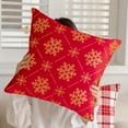 thumbnail image 4 of ‌Christmas Throw Pillow Covers - Red & Gold Snowflake Design,18X18in,Decorative Holiday Cushion Cases for Sofa,Couch,Winter Home Decor‌, 4 of 6