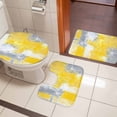 thumbnail image 5 of Gray Yellow Abstract Bathroom Rugs Set Graffiti Brush Non Slip Absorbent Soft Bath Mats 3 Piece Set with Bathroom Rug, U-Shaped Floor Mat, Toilet Seat Cover Small Size, 5 of 9