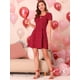 thumbnail image 3 of Vestido de Manga Corta Allegra K estampado Floral de Corazón rojo XS, 3 of 6