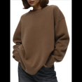 thumbnail image 2 of Suéter de Punto de Color Liso, Holgado, Cálido y para Mujer, para Otoño e Invierno Camello S, 2 of 9