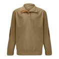 thumbnail image 5 of UVEASISHA Mens Button Collar Sweatshirt 2025 Fall Winter Corduroy Sweatshirts Cowboy Vintage Long Sleeve Pullover with Elbow Patches Khaki L, 5 of 5