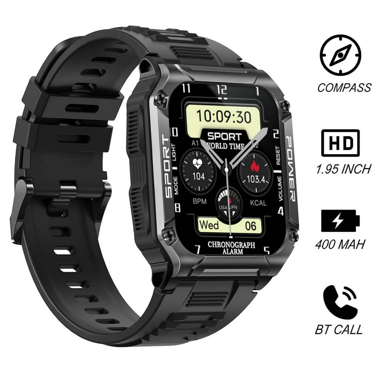 LIGE Men Black Leather Smart Watch for Android iOS iPhones Make Answer Call Fitness Tracker Smartwatch, Size: One Size