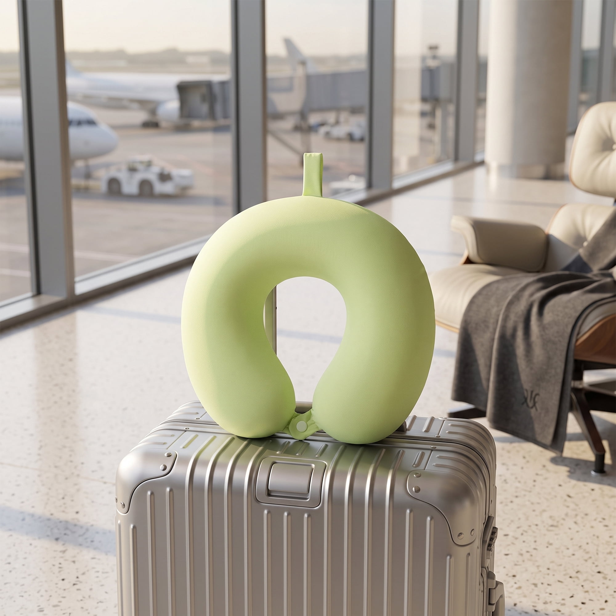 Unique Bargains Memory Foam Travel U Shape Neck Pillow Head Rest Green 12"x12"x4"
