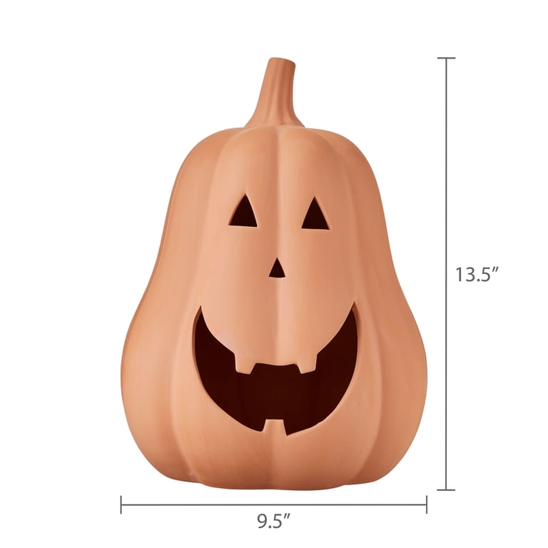 【pumpkin】臼のみ、直径45cm高さ55cm Clay Pumpkin Jack-o'-Lantern Tabletop Decor, Brown, 13
