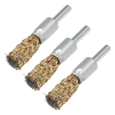Crimp Wheel - 12mm Wire Wheel Brush Cup Copper Plated Crimped Steel with Shank 0.012-inch Wire Dia 3pcs