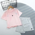 thumbnail image 7 of Girls Kids 2 Piece Outfit Short Sleeve Crewneck T-Shirt and Breathable Quick Dry Athletic Shorts Set Summer Activewear Pink,Size 11-12T, 7 of 7