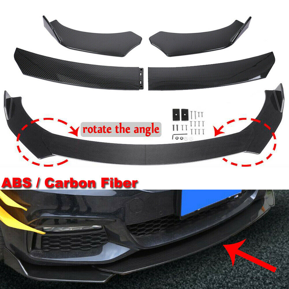 Universal Carbon Fiber Bumper Protector Lip Body Spoiler Splitter Kit