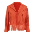 thumbnail image 4 of GEWSEY Women's Fringe Leather Jackets - Suede Motocycle Biker Cropped Coat Vegan Blazer Pleather Fashion Tassel (Orange, M), 4 of 9