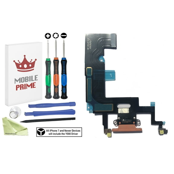 MobilePrime Coral (Orange) Charging Charger Port Complete Professional Repair Kit Compatible with Tools for i-Phone XR A1984, A2105, A2106, A2108