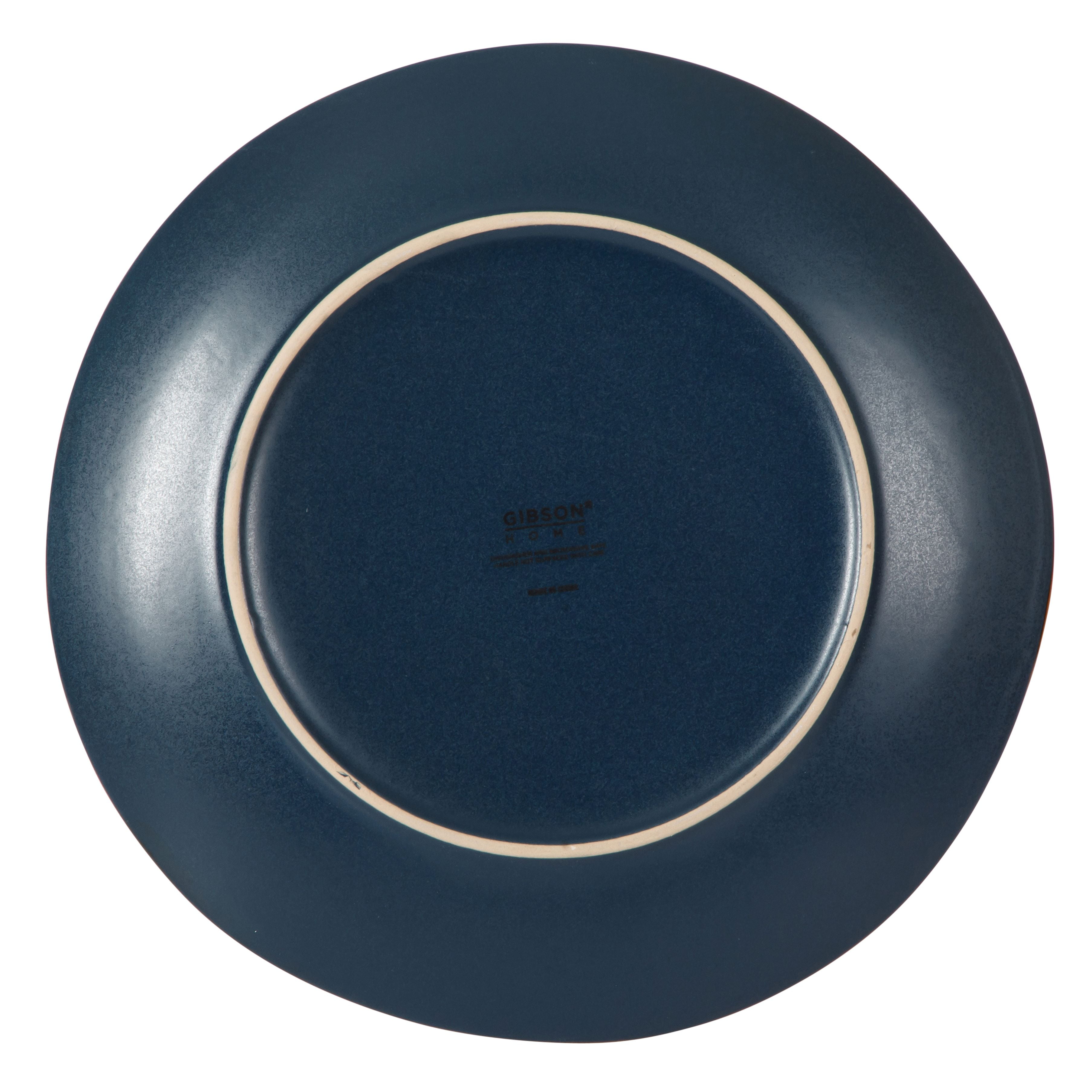 Gibson Home Hazeltine 12-Piece Matte Navy Ceramic Dinnerware Set