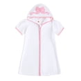thumbnail image 1 of Argulvti Kid Swim Coverups Bow/Elephant Embroidery Short Sleeve Hooded Robe Zip-Up Towel Beachwear, 1 of 7